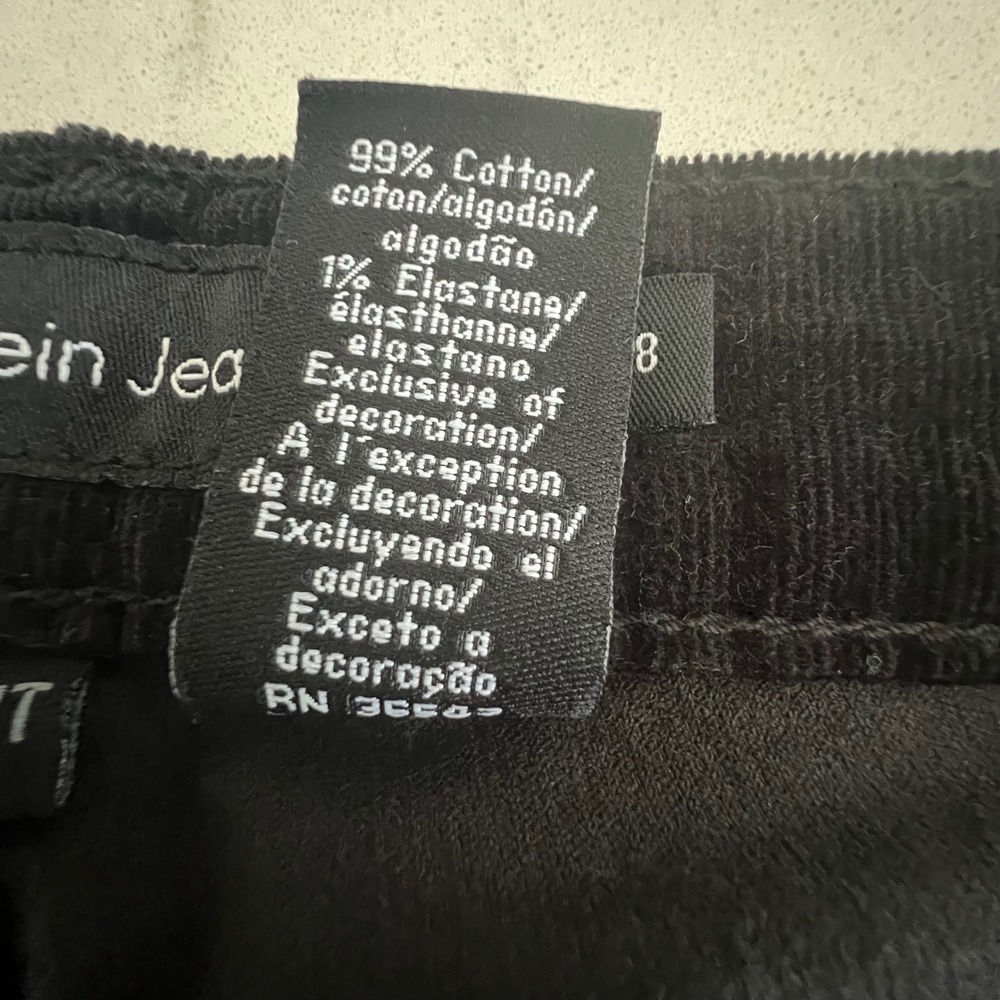 Calvin Klein Black Corduroy Pants Straight Leg Power Stretch Womens Size 8 NWT - Picture 8 of 11